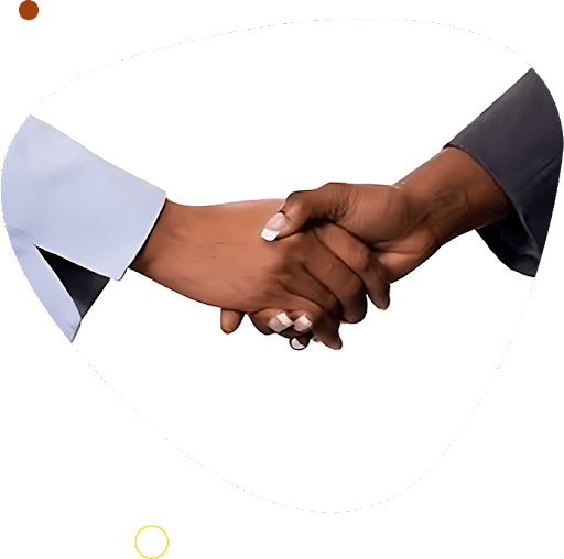 Two people shaking hands in a circle.